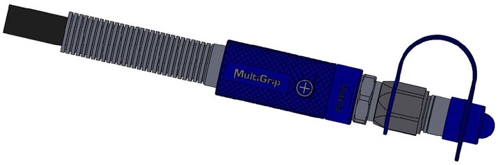 Der MultiGrip 85 bildet einen sauberen Abschluss am Adapter, die Hydraulikschlauchleitung ist nun einsatzbereit