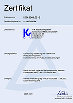 Zertifikat DIN EN ISO 9001 : 2015